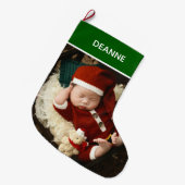 Eenvoudige Elegant Baby's Eerste Kerstmis 1 Foto Grote Kerstsok (Voorkant (Hangend))