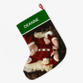 Eenvoudige Elegant Baby's Eerste Kerstmis 1 Foto Grote Kerstsok (Achterkant (Hangend))