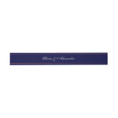 Eenvoudige Elegant Banded Navy Blue Script Paar Na Uitnodigingen Wikkel (Vlak)