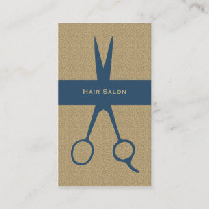 Eenvoudige Elegant Beige Blue Scissor Hair Stylist Visitekaartje