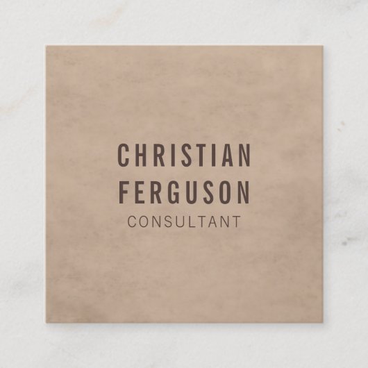Eenvoudige Elegant Beige Brown Consultant Vierkante Visitekaartje (Voorkant)