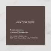 Eenvoudige Elegant Beige Brown Consultant Vierkante Visitekaartje (Achterkant)