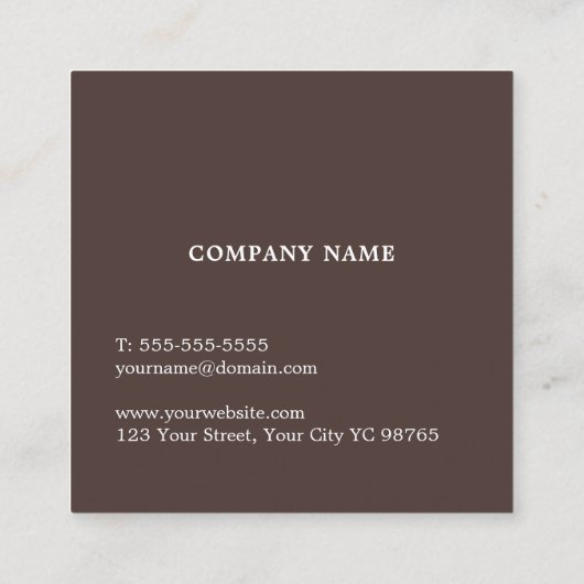 Eenvoudige Elegant Beige Brown Consultant Vierkante Visitekaartje (Achterkant)