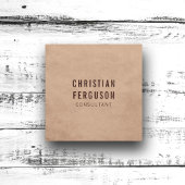 Eenvoudige Elegant Beige Brown Consultant Vierkante Visitekaartje