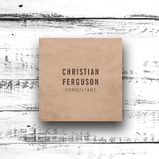 Eenvoudige Elegant Beige Brown Consultant Vierkante Visitekaartje