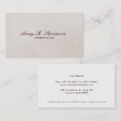 Eenvoudige elegant beige linen look visitekaartje (Voorkant / Achterkant)