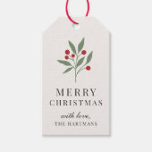 Eenvoudige Elegant Berry Botanische Kerst Cadeaulabel (Voorkant)