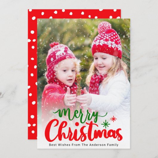 Eenvoudige Elegant Bewerkbare Kleur Kerstfoto Feestdagenkaart (Voorkant / Achterkant)