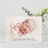 Eenvoudige Elegant Birth Announding-fotokaart Aankondiging (Staand voorkant)