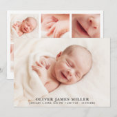 Eenvoudige Elegant Birth Announding-fotokaart Aankondiging (Voorkant / Achterkant)