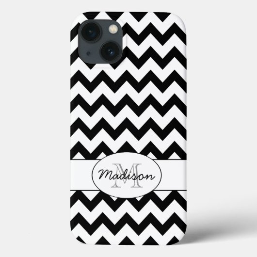 Eenvoudige Elegant Black en white Chevron Monogram Case-Mate iPhone Case (Achterkant)