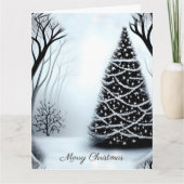 Eenvoudige Elegant Black en White One-fotokerstmis Kaart (Voorkant)