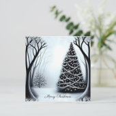 Eenvoudige Elegant Black en White One-fotokerstmis Kaart (Staand voorkant)