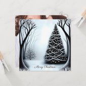 Eenvoudige Elegant Black en White One-fotokerstmis Kaart (Voorkant / Achterkant in situ)