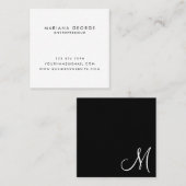 Eenvoudige Elegant Black Monogram Modern Vierkante Visitekaartje (Voorkant / Achterkant)