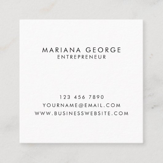 Eenvoudige Elegant Black Monogram Modern Vierkante Visitekaartje (Voorkant)