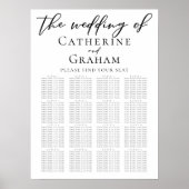 Eenvoudige Elegant Black Script Wedding Seating Ch Poster (Voorkant)