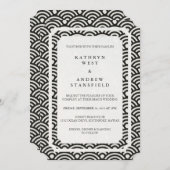 Eenvoudige Elegant Black+White Beach bruiloft Kaart (Voorkant / Achterkant)