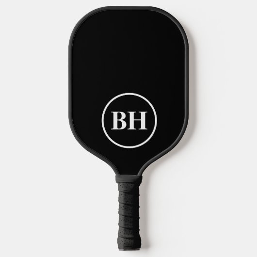 Eenvoudige Elegant Black White Monogram, aangepast Pickleball Paddle (Voorkant)