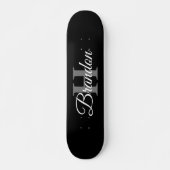 Eenvoudige Elegant Black White Monogram aangepaste Persoonlijk Skateboard (Voorkant)