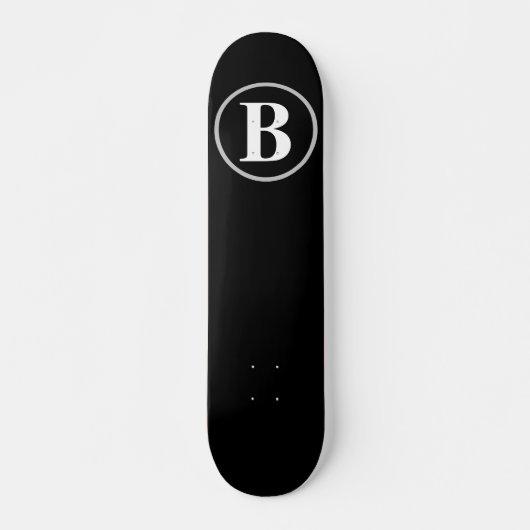 Eenvoudige Elegant Black White Monogram aangepaste Persoonlijk Skateboard (Voorkant)