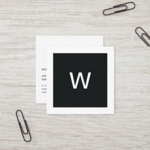 Eenvoudige Elegant Black White Monogram Consultant Vierkante Visitekaartje