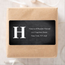 Eenvoudige Elegant Black White Monogram Initiaal r