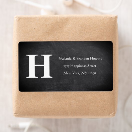 Eenvoudige Elegant Black White Monogram Initiaal r Etiket (Insitu)