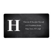 Eenvoudige Elegant Black White Monogram Initiaal r Etiket (Voorkant)