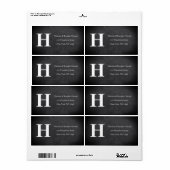 Eenvoudige Elegant Black White Monogram Initiaal r Etiket (Full Sheet)