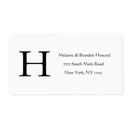 Eenvoudige Elegant Black White Monogram Initiaal r Etiket (Voorkant)