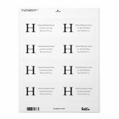 Eenvoudige Elegant Black White Monogram Initiaal r Etiket (Full Sheet)