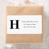 Eenvoudige Elegant Black White Monogram Initiaal r Etiket (Insitu)