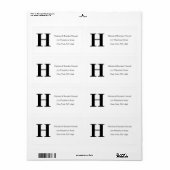 Eenvoudige Elegant Black White Monogram Initiaal r Etiket (Full Sheet)