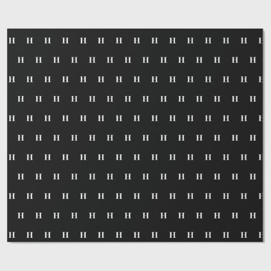 Eenvoudige Elegant Black White Monogrammen Cadeaupapier (Vlak)