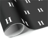 Eenvoudige Elegant Black White Monogrammen Cadeaupapier (Rol Hoek)