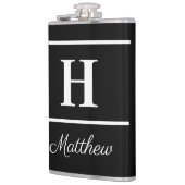 Eenvoudige Elegant Black White Monogrammen Heupfles (Links)