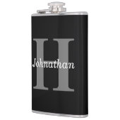 Eenvoudige Elegant Black White Monogrammen Heupfles (Links)