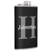 Eenvoudige Elegant Black White Monogrammen Heupfles (Rechts)