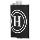 Eenvoudige Elegant Black White Monogrammen Heupfles (Links)