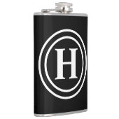 Eenvoudige Elegant Black White Monogrammen Heupfles (Rechts)