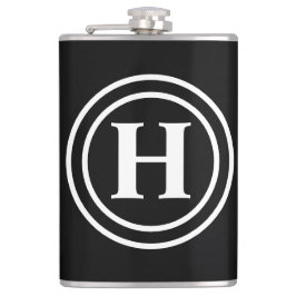 Eenvoudige Elegant Black White Monogrammen Heupfles