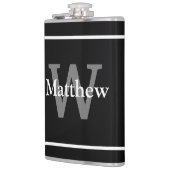 Eenvoudige Elegant Black White Monogrammen Heupfles (Links)