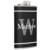 Eenvoudige Elegant Black White Monogrammen Heupfles (Rechts)