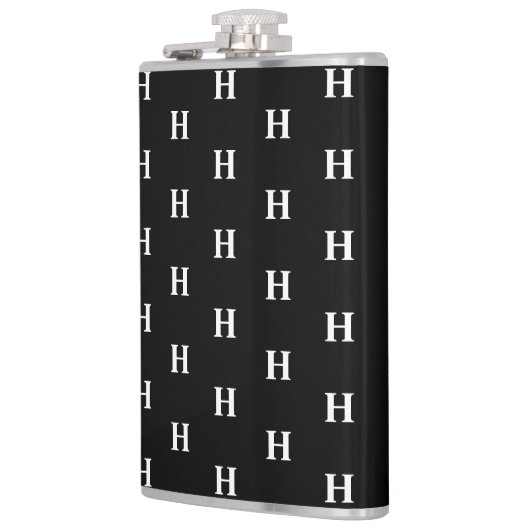 Eenvoudige Elegant Black White Monogrammen Heupfles (Links)