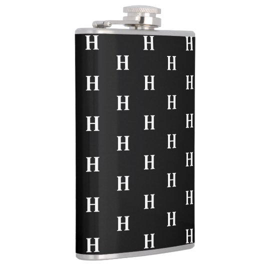 Eenvoudige Elegant Black White Monogrammen Heupfles (Rechts)