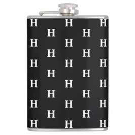 Eenvoudige Elegant Black White Monogrammen Heupfles