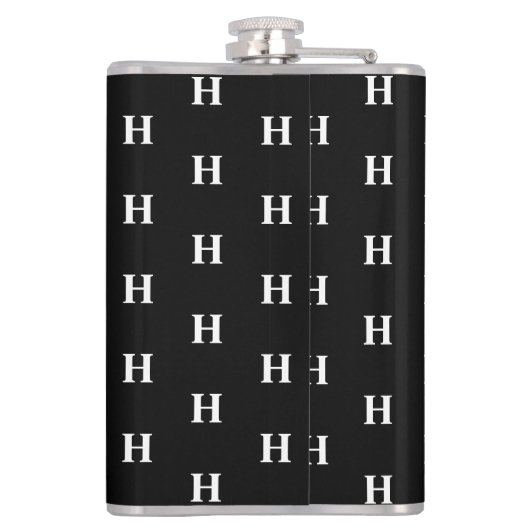 Eenvoudige Elegant Black White Monogrammen Heupfles (Achterkant)