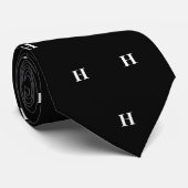 Eenvoudige Elegant Black White Monogrammen Stropdas (Opgerold)