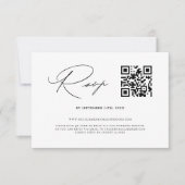 Eenvoudige Elegant Black & White QR Code Weddensch RSVP Kaartje (Voorkant)
